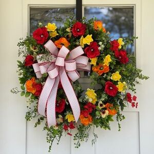 Red, Yellow, and Orange Poppy Wreath